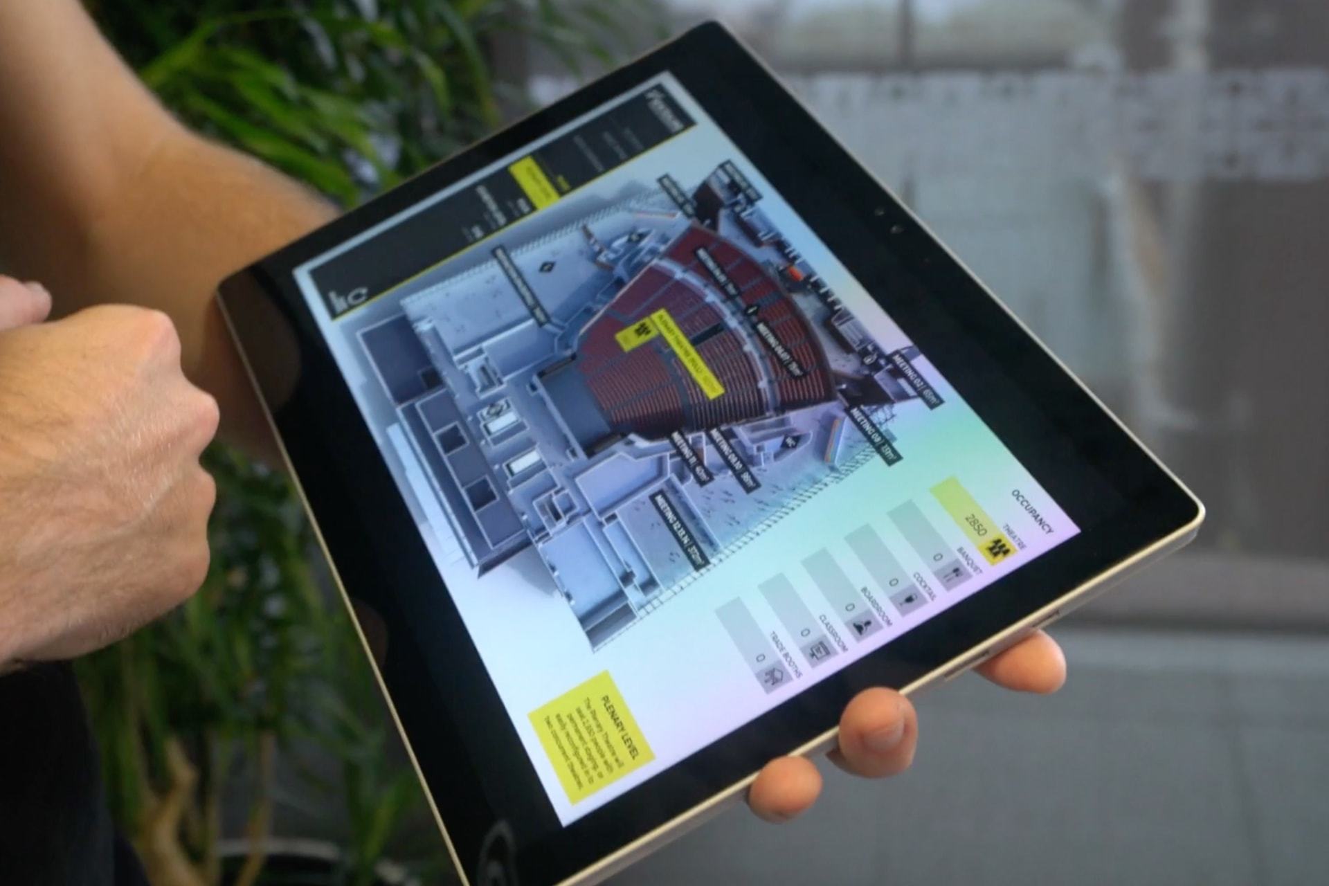 NZICC interactive floor plan displayed on tablet